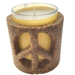 SANDLES Sand Made Peace Sign Candle and Holder 3.25 x 3.5 inches